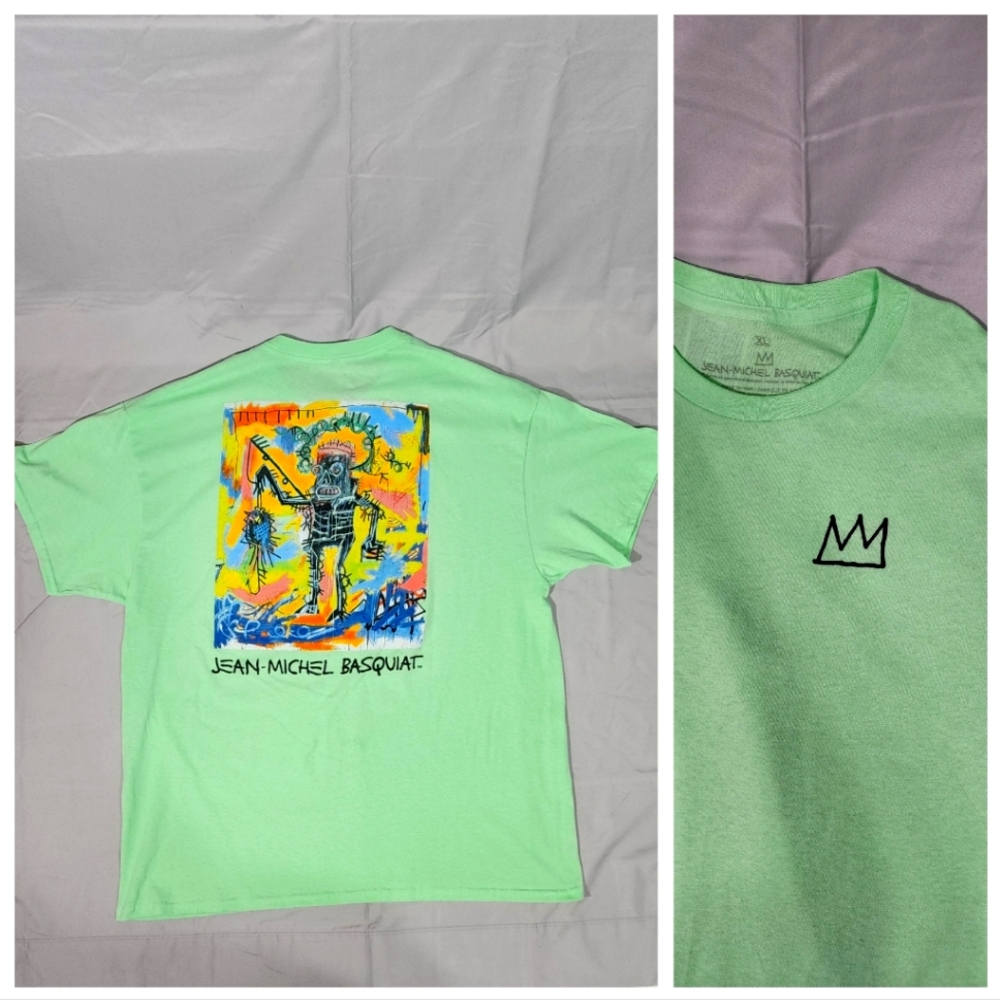 Jean-Michel Basquiat Fishing Archive 1981 Art Crown T-shirt Size XL